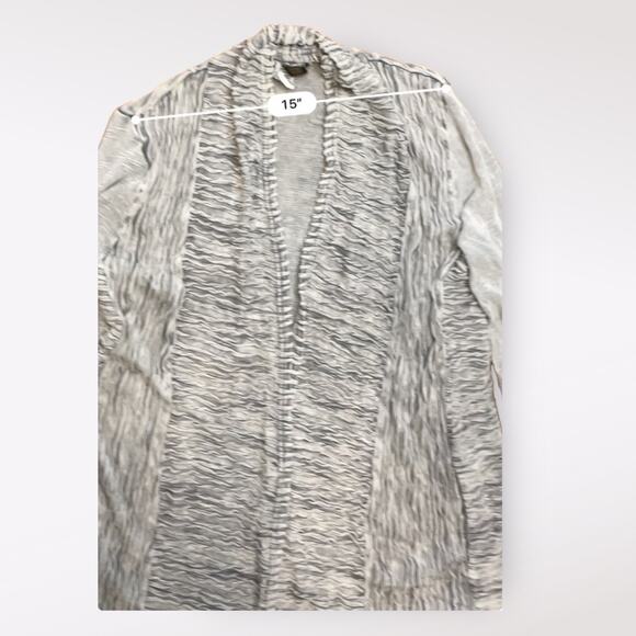 XCVI Gray Open Front Cardigan Textured Pockets Long Sleeve Size L - Picture 6 of 9